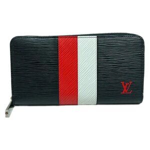 LOUIS VUITTON Zippy Black Red White Epi Long Wallet 482-090225